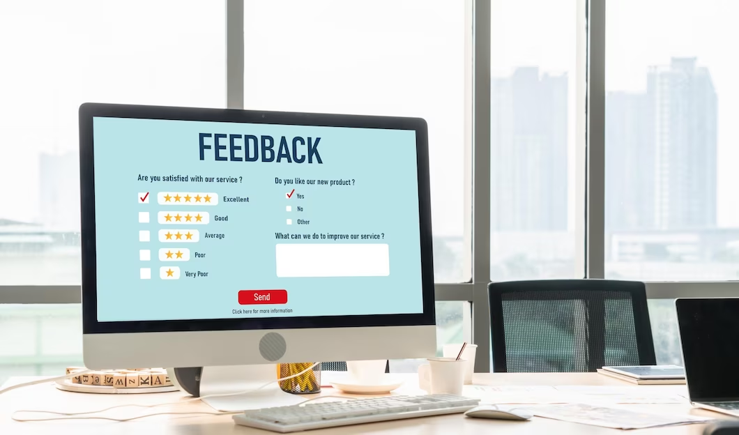 a computer screen with the word feedback on it.