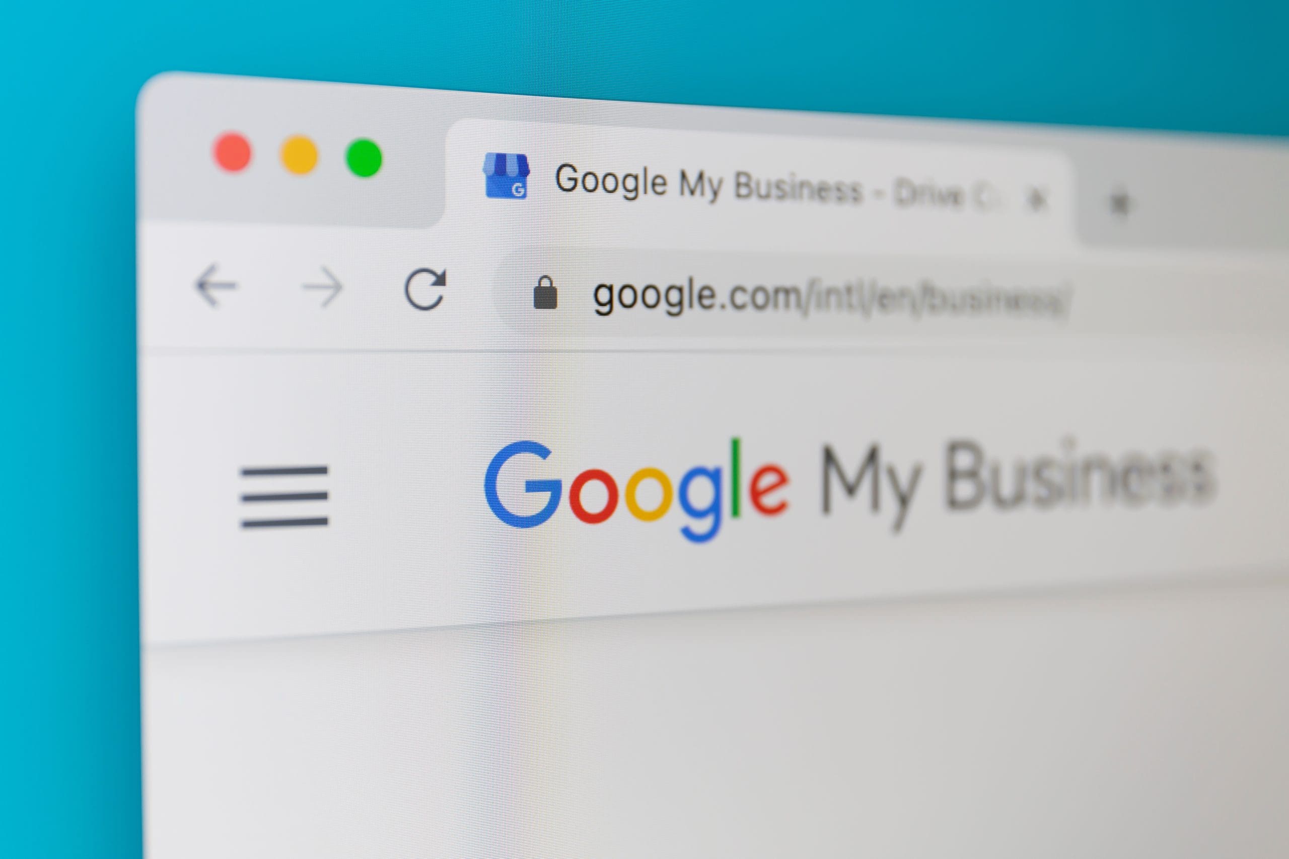 Google my business logo on a computer screen.