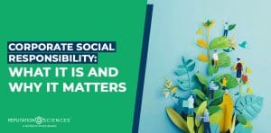 A graphic with the text "Corporate Social Responsibility: What It Is and Why It Matters" beside an illustration of people engaging with vibrant plants, symbolizing the impact and importance of Corporate Social Responsibility.