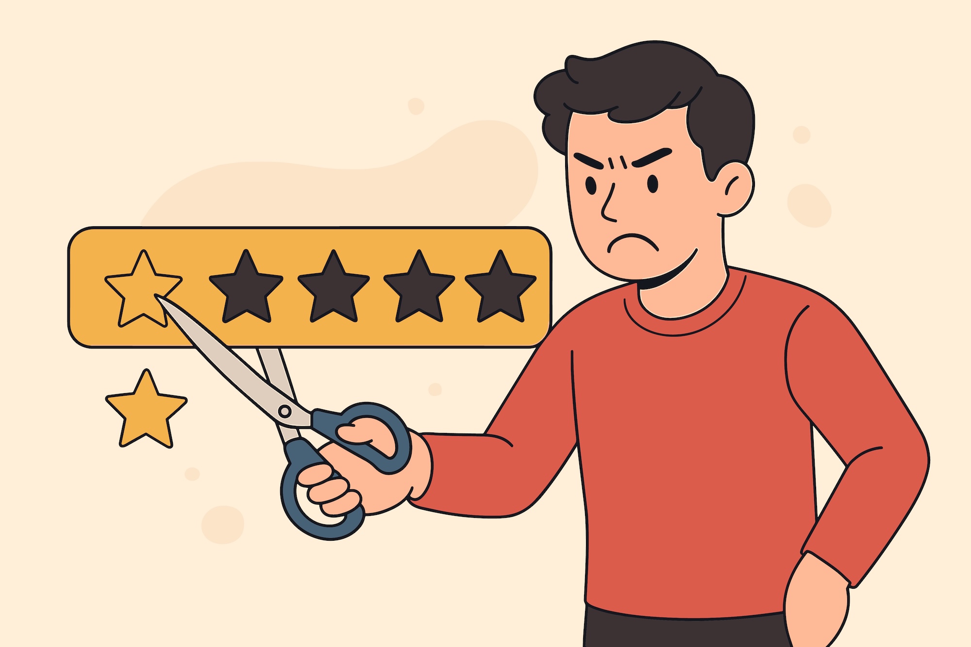 An illustration of a person deleting a bad review.