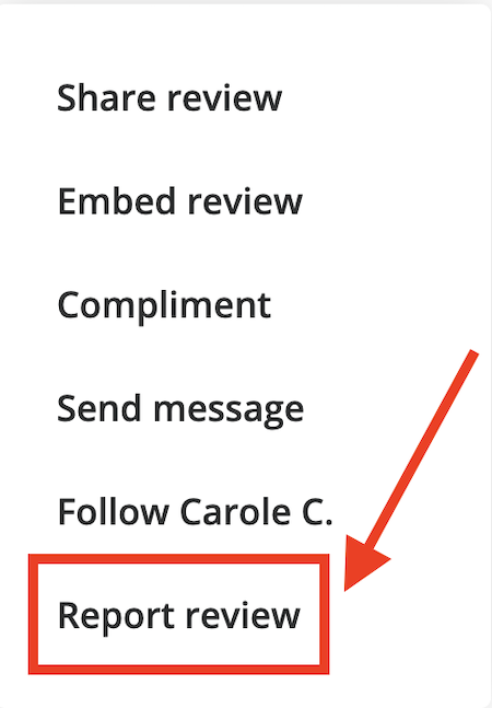 The More Options menu with an arrow pointing to the Report Review option.